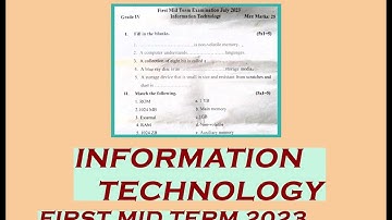 INFORMATION TECHNOLOGY / ICSE / CLASS 4 /FIRST MID TERM 2023/ QUESTION PAPER