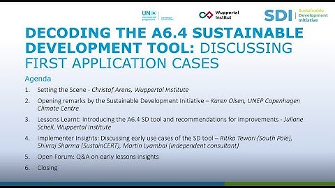 Webinar: Decoding the Art  6 4 Sustainable Development tool Discussing first application cases
