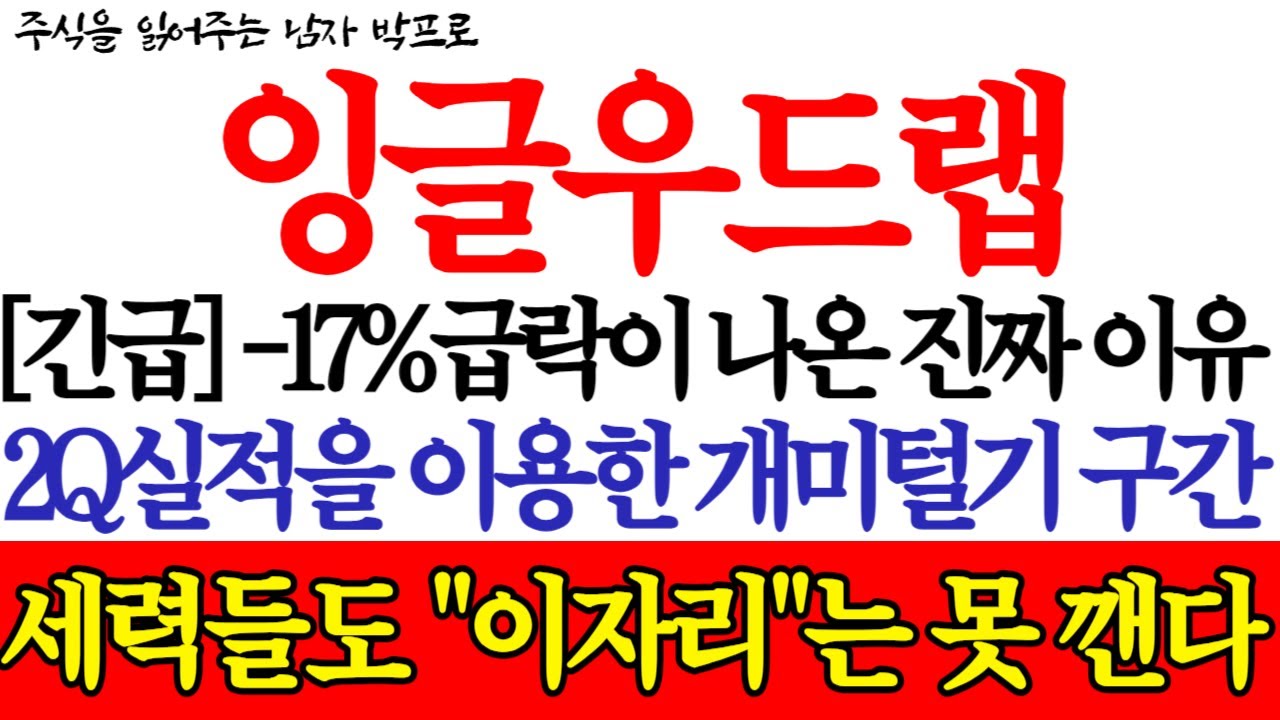 잉글우드랩 주가전망] *긴급* -17% 급락이 나온 진짜 이유! 2Q실적을 이용한 개미털기 구간! 세력들도 