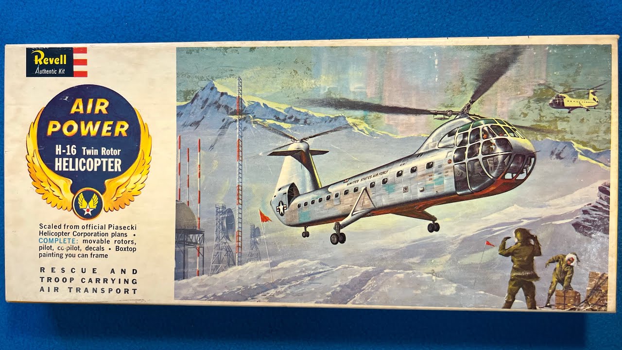 Обзор и распаковка модели винтажного вертолета Revell 1961 Piasecki H-16.