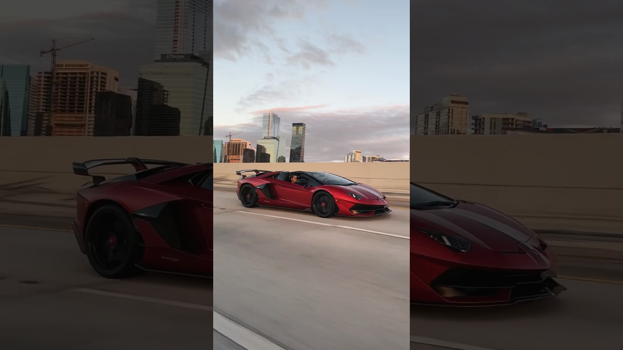 Satin Blood Red Lamborghini Aventador SVJ Roadster in Miami! #lamborghini  #luxurycars #supercars
