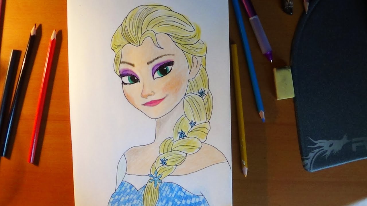 How to draw Elsa from Frozen, Cómo dibujar Elsa de Frozen, Как нарисовать Эльзу из Холодное