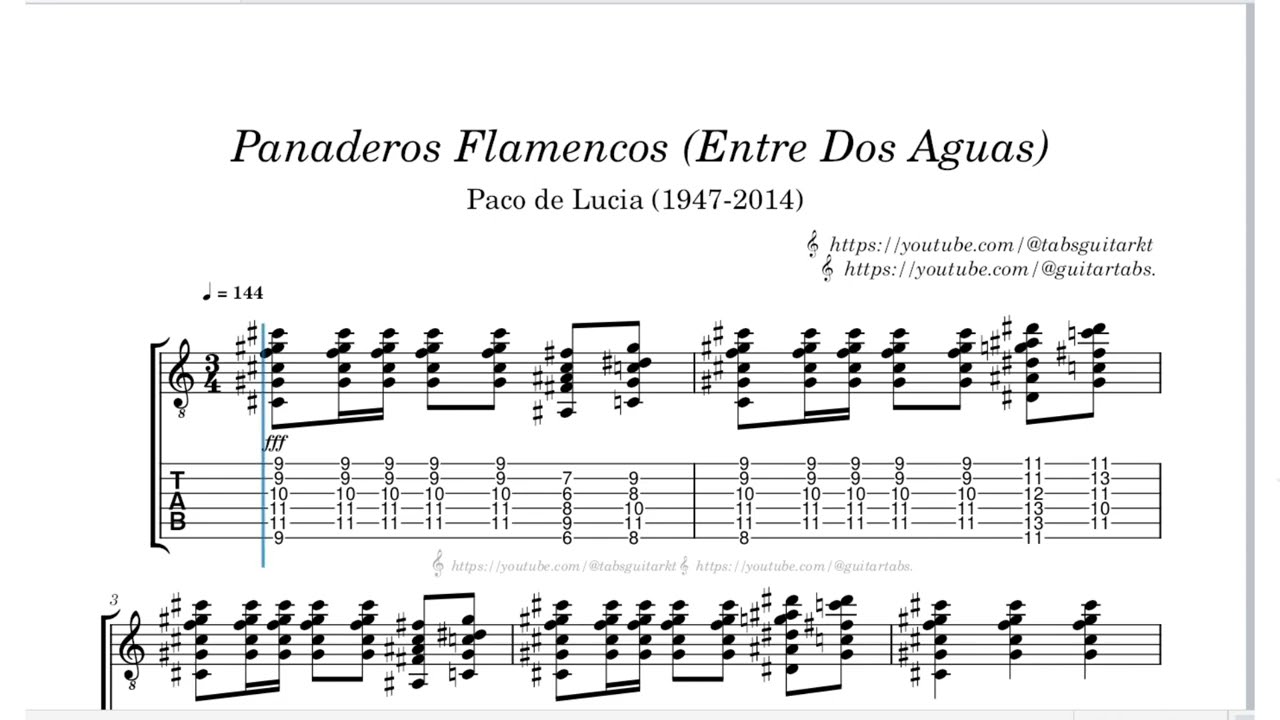 Panaderos Flamencos | Paco de Lucía (1947 -2014) | TAB | - YouTube