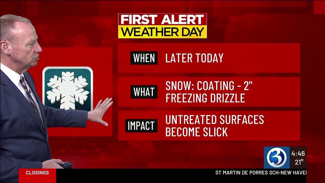 FORECAST: Snow and an icy mix lead to a First Alert Weather Day - YouTube