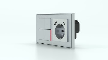 Pushbutton with thermostat and socket point for 2-fold plate (60x55 mm module) - Italian USB
