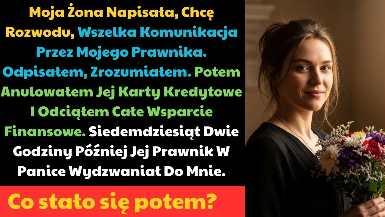Siedziałem w biurze, gdy przyszła wiadomość od żony po piętnastu latach: „Chcę rozwodu. Od teraz cała komunikacja przez mojego prawnika." Zero rozmowy, zero ostrzeżenia. I wtedy coś we mnie pękło....