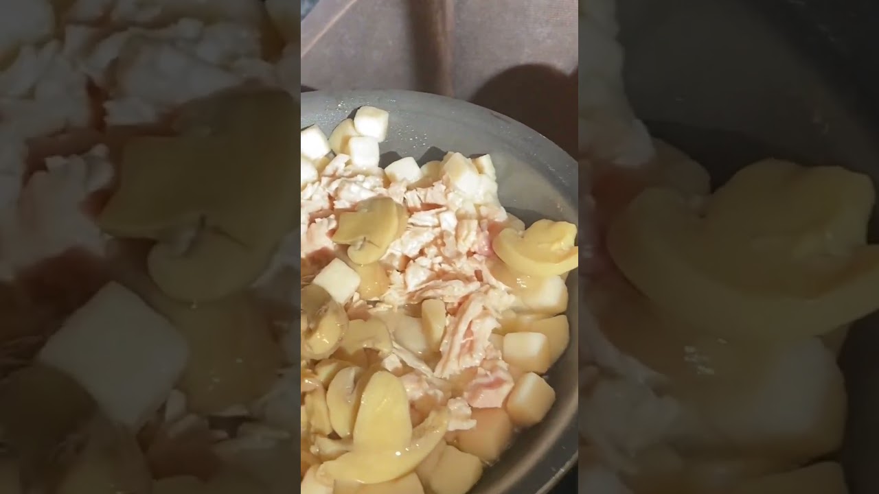 One minute casserole after full day of work camping. 3 ingredients. Simplicity. Happy meal.