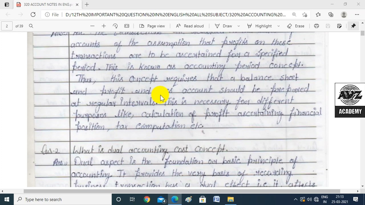 Nios Account 320 Most Important Question With Answer For 12th Exam 2021