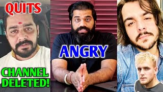 Hindustani bhau QUITS! - Why? & Channel DELETED | Technical Guruji Angry, Ashish, Jake Paul, BYN |