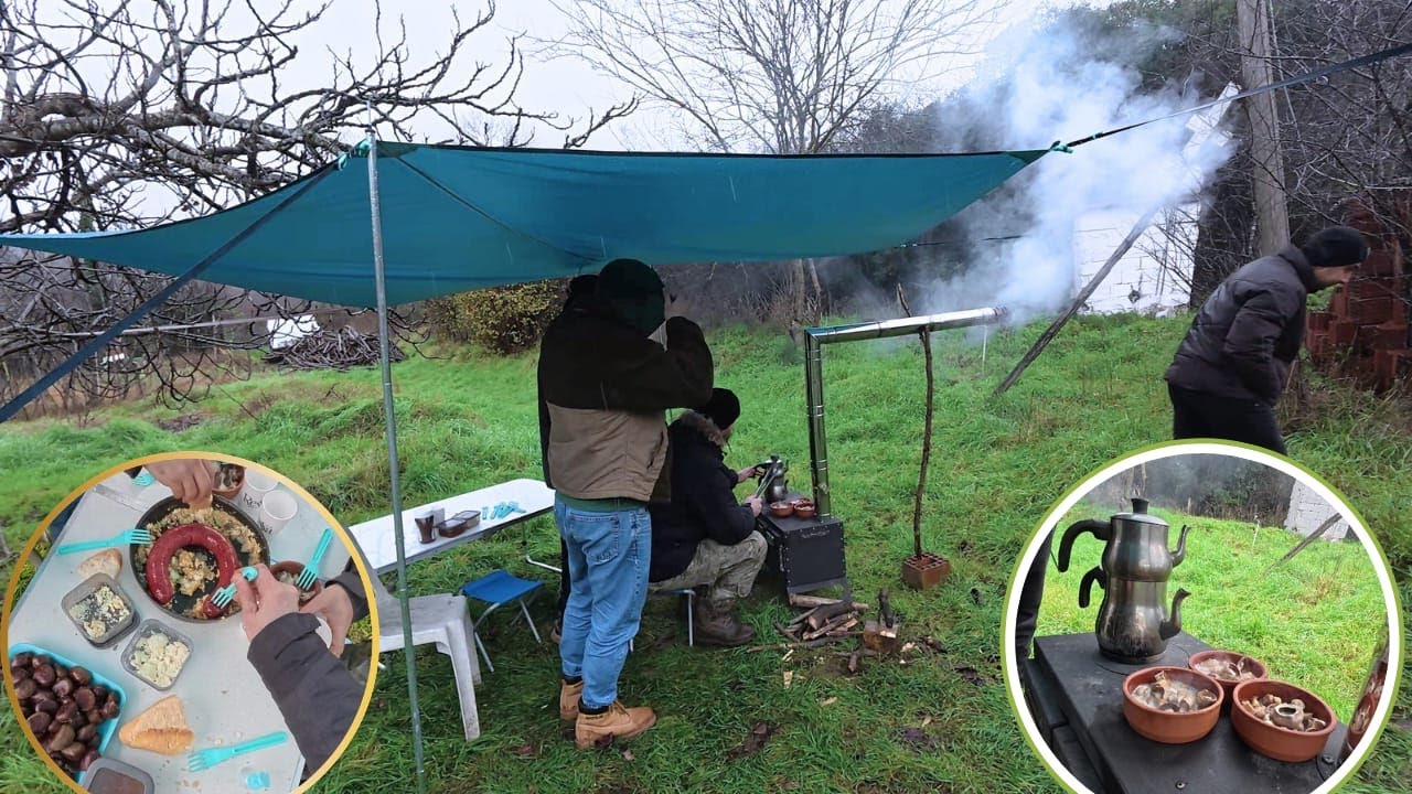 🥶 ÇOK SOĞUKTU! Karla Karışık Yağmurda Soba Keyfi ve 6 Çeşit Yemek Ziyafeti