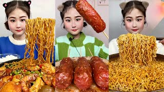 ASMR | Chinese Food Mukbang | Eating Spicy Noodles Egg Mukbang | Spicy Sausage | Fried Pork Sausage