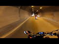 Yamaha R1 Crossplane flames and acceleration on a tunnel.