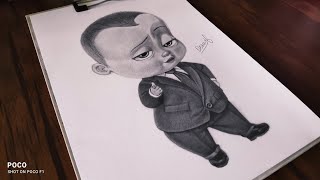 draw boss baby with graphite pencil screenshot 1