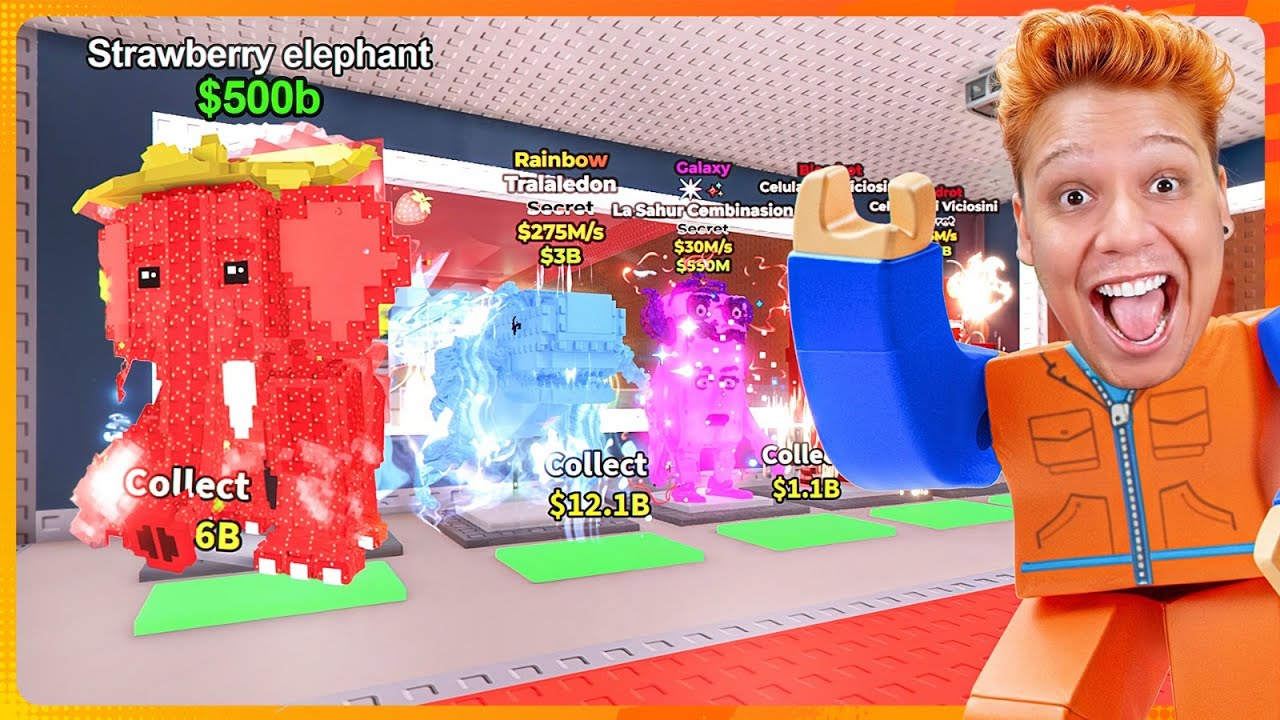 EU CONSEGUI UM ELEFANTE DE MORANGO EM UM SERVIDOR DE ROUBE UM BRAINROT! *ROBLOX