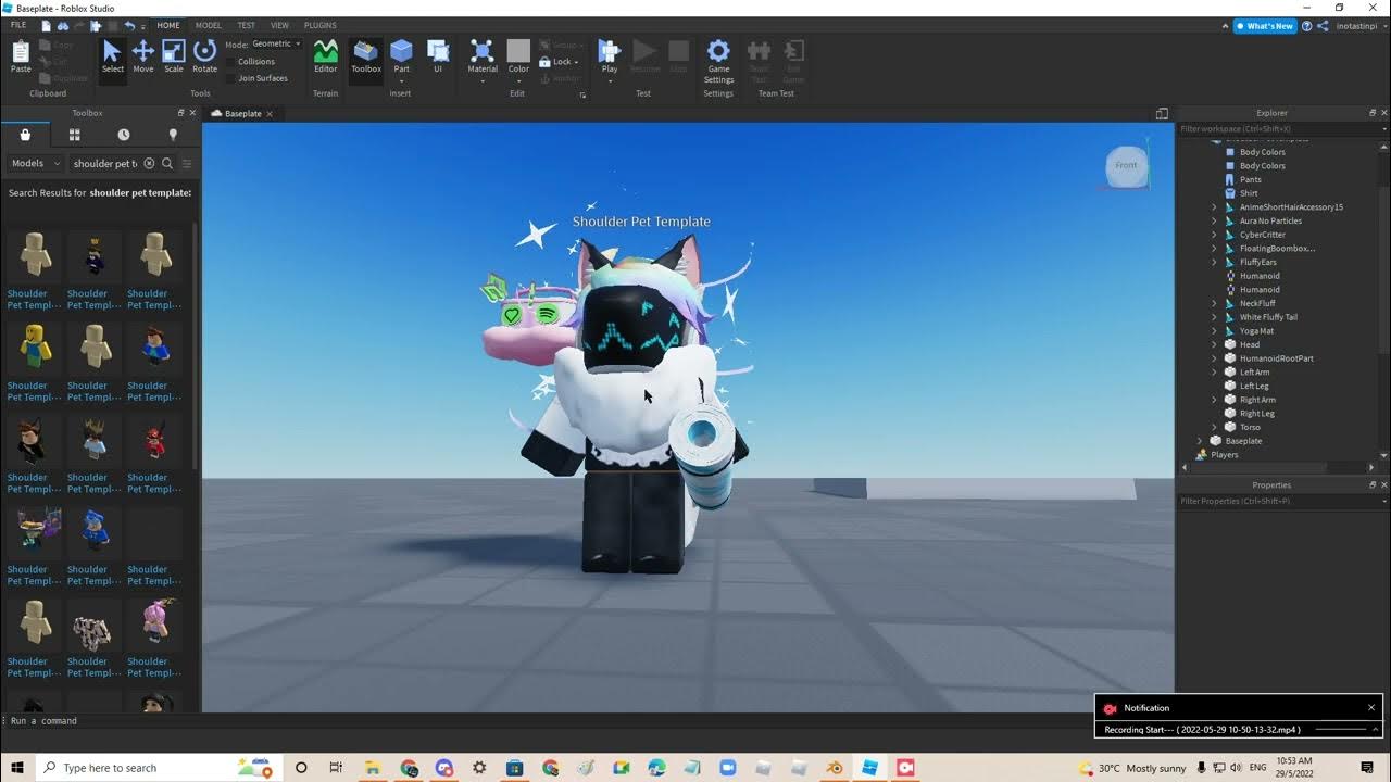 How to make your very own shoulder pet in roblox studio! - YouTube