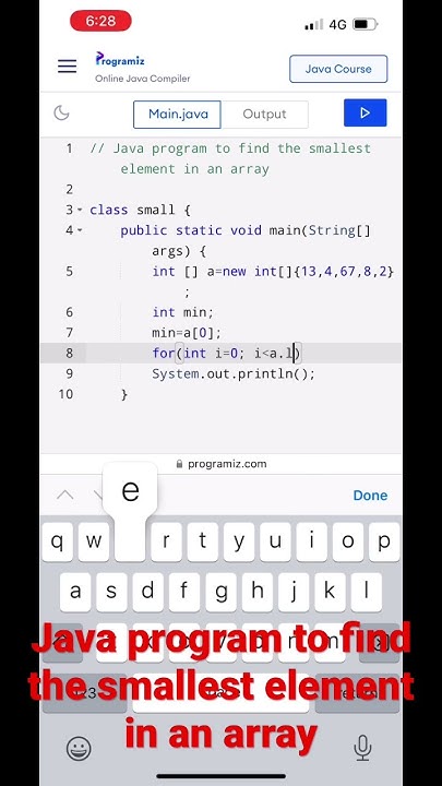 12. Java program to find the smallest element in an array | #small |# ...