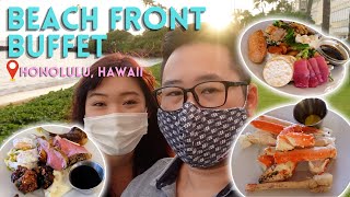 Luxury BEACH FRONT BUFFET in Honolulu, Hawaii || Eat with us during SUNSET [VLOG]!