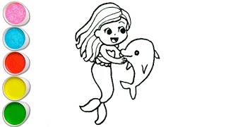 Cute Mermaid Drawing, Painting and Coloring For Kids and Toddlers_ How to Draw Mermaid #97