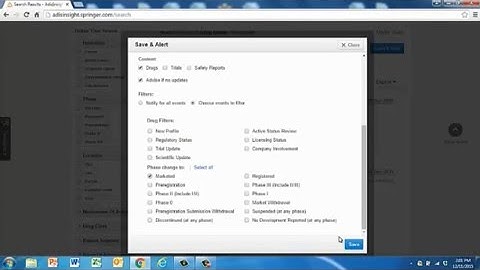 AdisInsight tutorial: How to save searches and set up alerts