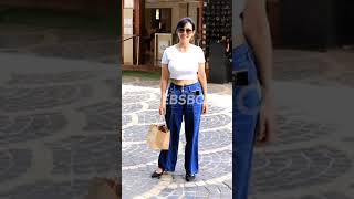 Flora Saini Super Hot Visuals In White Crop Top and Jeans Spotted Outside Khar Gymkhana