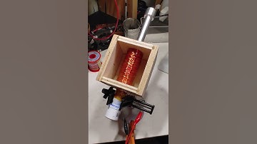 Hand made solenoid actuator.1lb of 22 AWG copper wire, 3/4" PVC armature. Shown operating at 35V/3A.