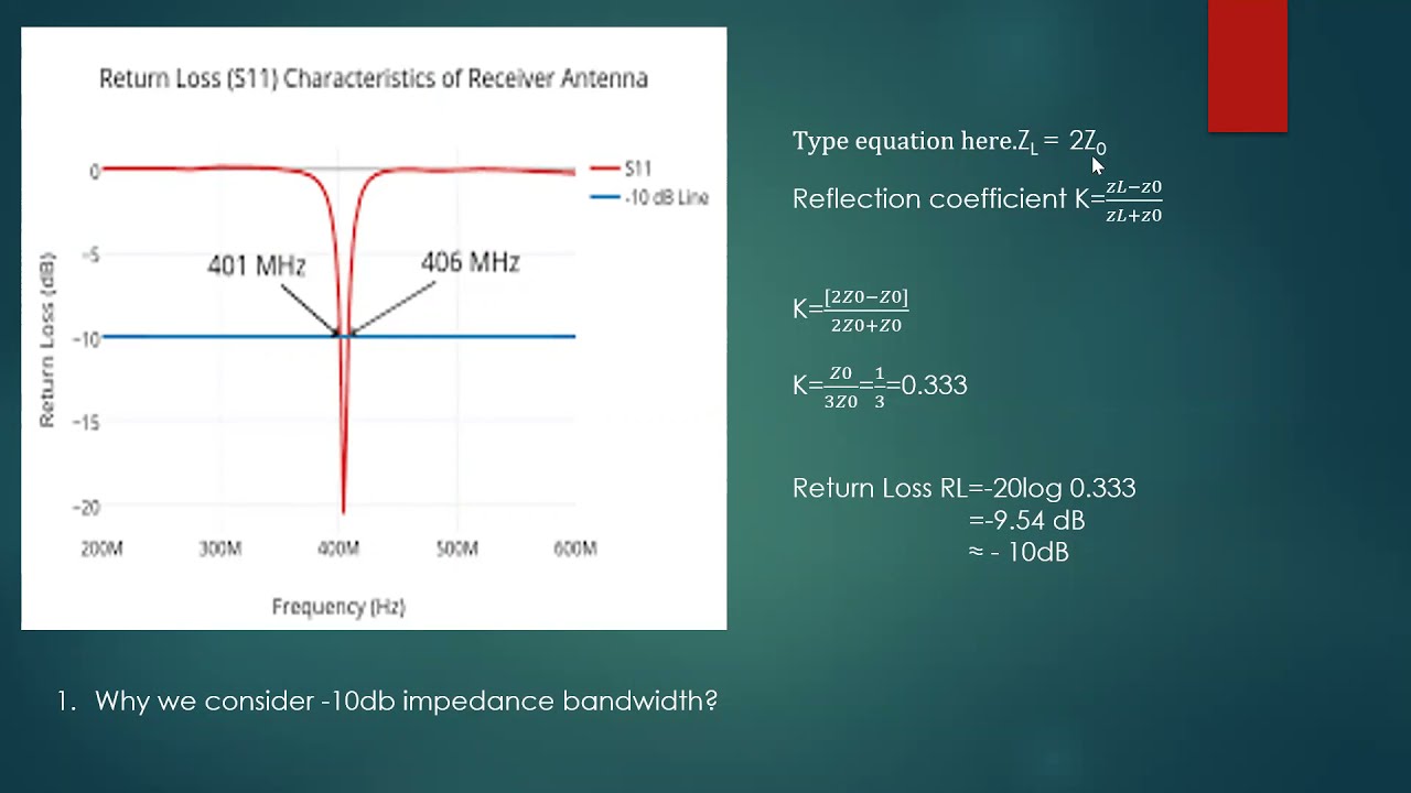 10 dB impedance bandwidth,what is 10 db bandwidth,in antenna why we consider 10db bandwidth