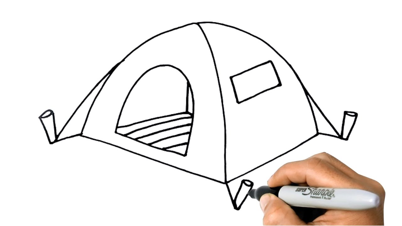 Camping Tent Outline Drawing, Camping, Tent, Adventure PNG Transparent  Image and Clipart for Free Download