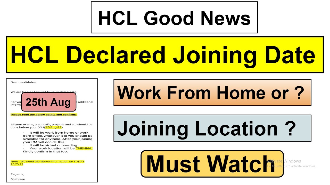 HCL Declared Joining Date Onboarding Date HCL Joining Location