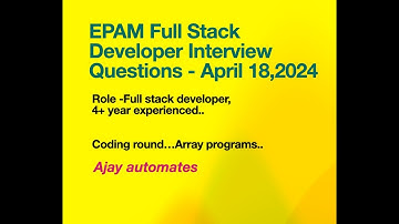 EPAM Fullstack Developer Interview Questions| as on April 2024