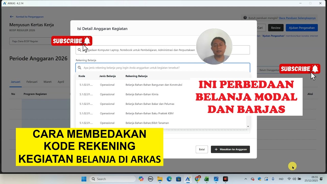 Kode Rekening Kegiatan dan Belanja Modal Laptop/Printer dan lainnya