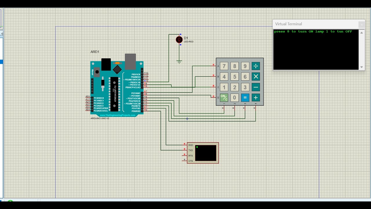 How to Interface 4x4 Keypad with Arduino in Proteus | Arduino Keypad ...