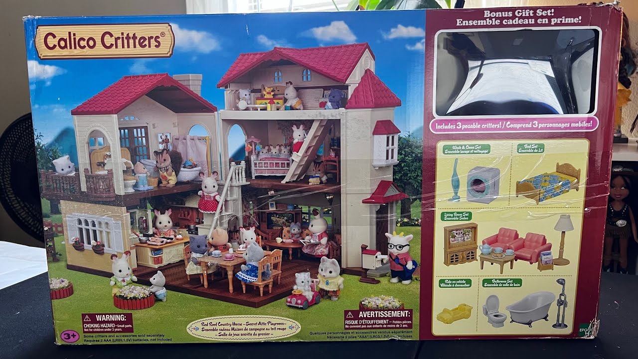 Calico critters Sylvanian Families Red Roof Country Home  secret attic Gift Set Unboxing
