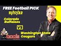 Free Football Pick Colorado Buffaloes vs Washington State Cougars , 11/17/2023 College Football