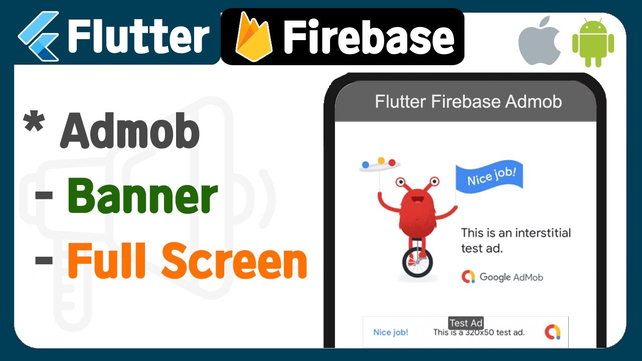 Flutter with Firebase (5) - Admob ( Banner, Interstitial , Full screen AD ) example, tutorial - YouTube Flutter With Firebase (5) - Admob ( Banner, Interstitial , Full Screen Ad ) Example, Tutorial - Youtube