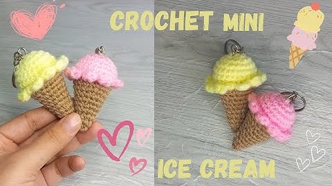 How to crochet a mini ice cream keychain 🍨😍 tutorial | absolute for beginners