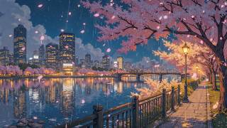 Sakura Rain in Tokyo 🌸 Where City Lights Meet Quiet Waters | Lofi Vibes for Study & Chill screenshot 3
