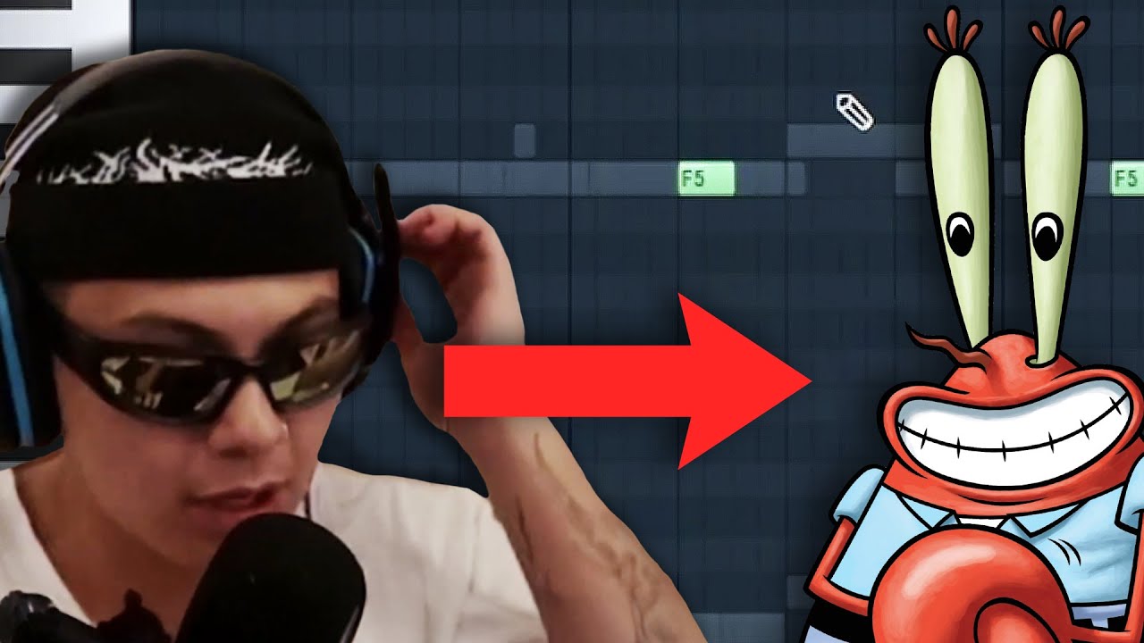 making a glo beat and rapping like mr krabs