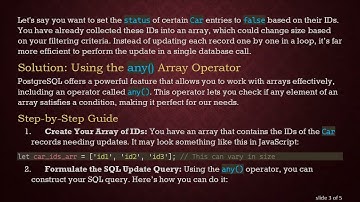 Update Multiple Rows in PostgreSQL with a Single Query: Using the any() Array Operator