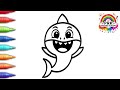 How to Draw a Shark Easily  🌊 Shark Drawing for Kids 🦈 | Easy Step by Step Coloring Tutorial 🎨