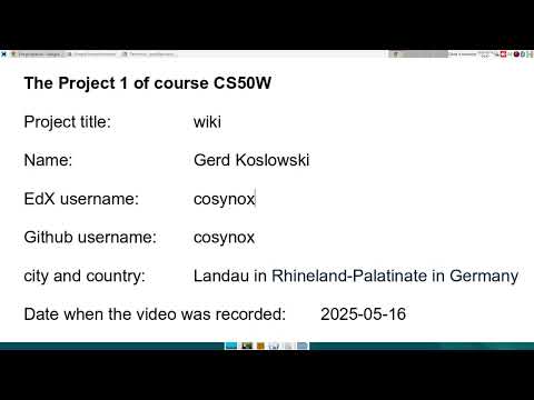 CS50W Project 1 Wiki