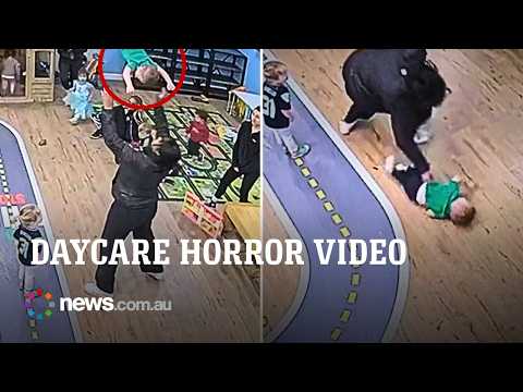 Shock footage reveals exact moment daycare worker drops toddler onto floor