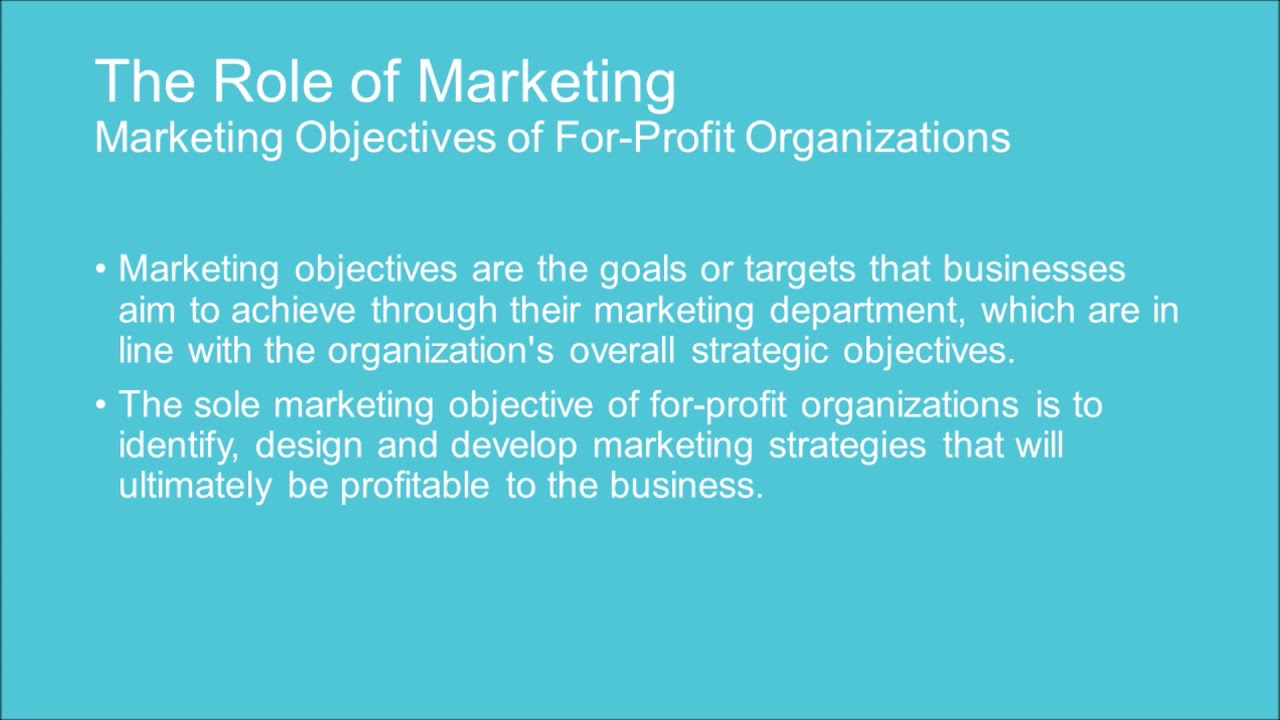IB BUSINESS MANAGEMENT UNIT 4.1 Role of Marketing Part 2