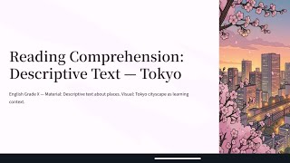 Descriptive Text — Reading Comprehension about Tokyo