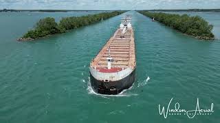 AMERICAN STEAMSHIP COMPANY LAKE FREIGHTER H  LEE WHITE by Windsor Aerial Drone Photography