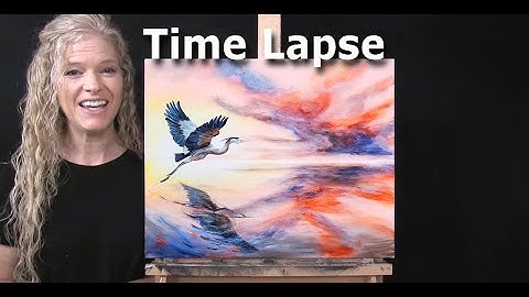 TIME LAPSE - Leer hoe je "BLUE REIGER ZONSONDERGANG" kunt tekenen en schilderen met acrylverf - E...