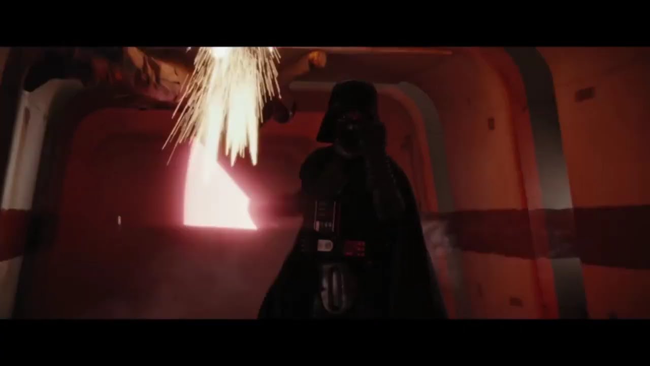 Darth Vader hallway scene, but the Doom Music kicked in