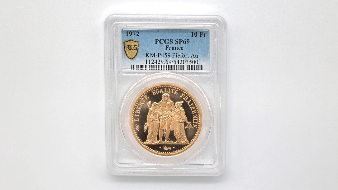 1972 フランス ヘラクレス 10フラン ピエフォー 金貨 プルーフ PCGS SP