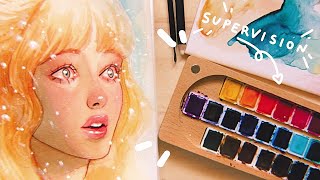 Supervision Watercolors 24 Half Pans Set Wooden Box