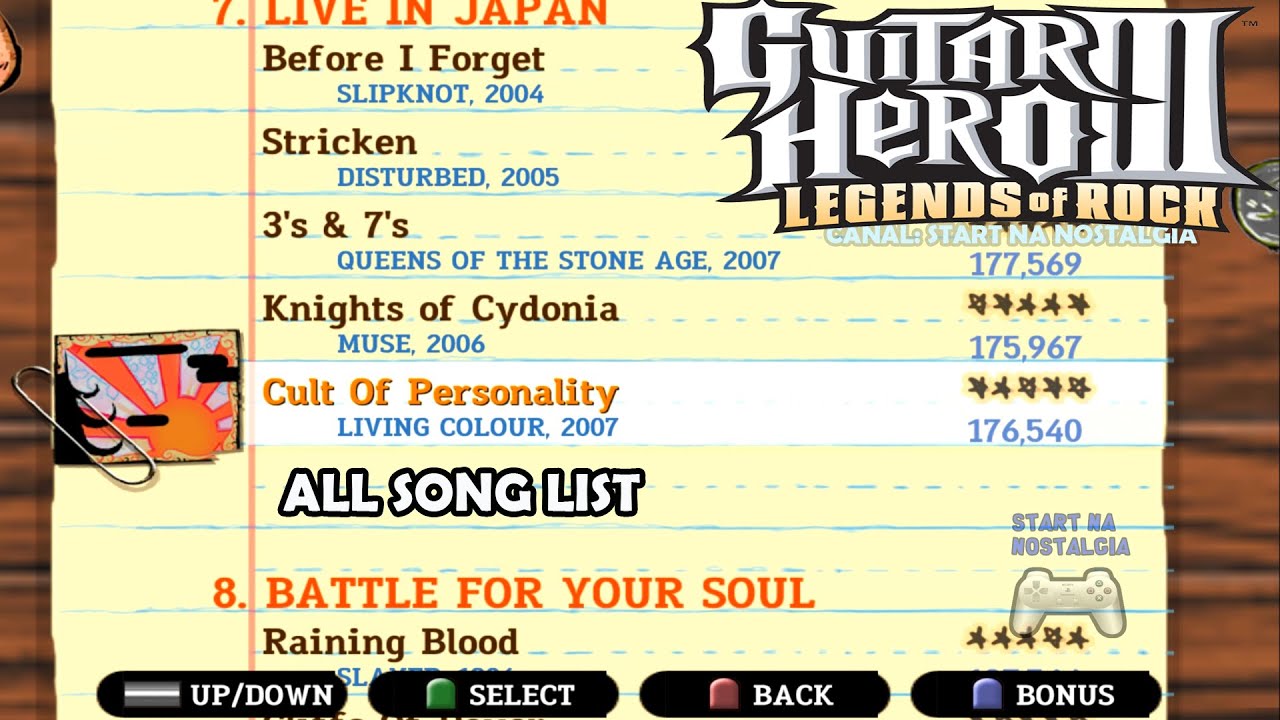 Guitar Hero III: Legends of Rock (trilha sonora) - Playlist