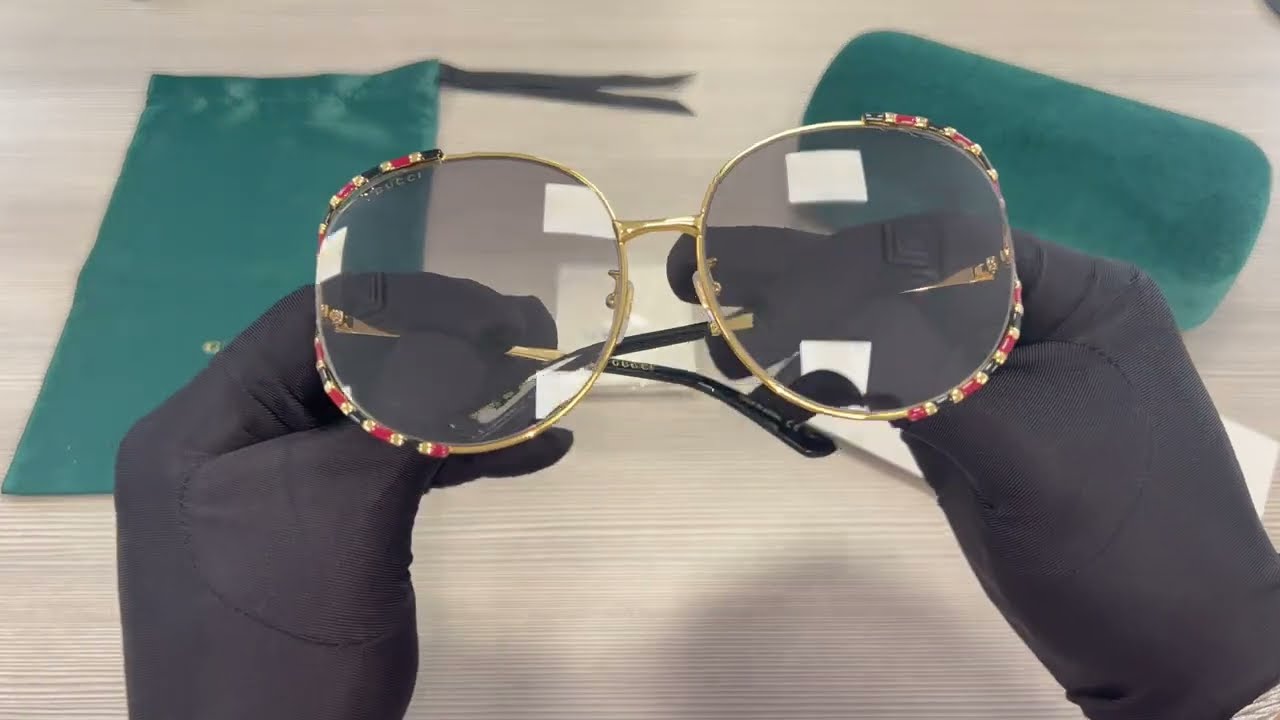 Gucci Sunglasses Model GG0595S 006 Gold 64mm - YouTube